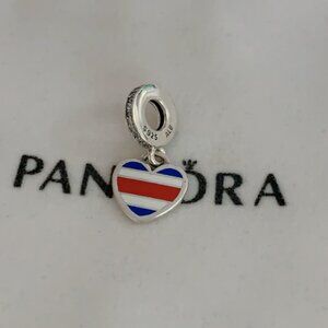 Pandora Costa Rica Flag Exclusive Heart Charm Pendant